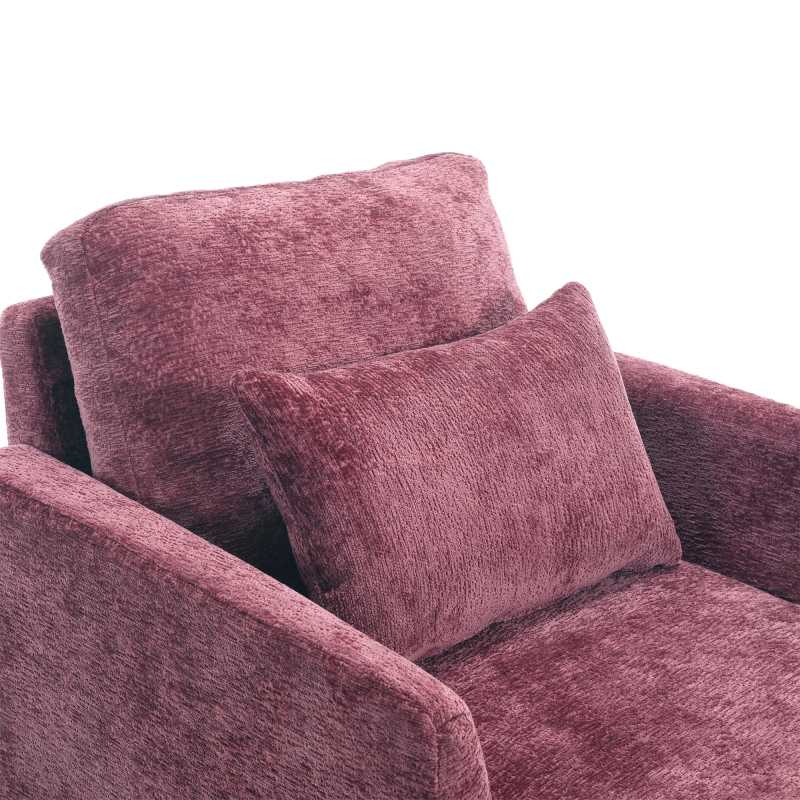 Wood Frame Armchair,  Modern Accent Chair Lounge Chair for Living Room,Tufted Club Chair, Mid Century Modern Arm Chairs with Studded, Solid Wood Frame, for Bedroom, Reading(Wine red Chenille)