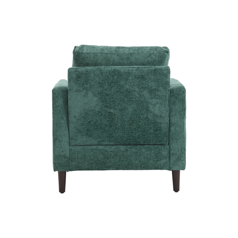 Wood Frame Armchair,  Modern Accent Chair Lounge Chair for Living Room,Tufted Club Chair, Mid Century Modern Arm Chairs with Studded, Solid Wood Frame, for Bedroom, Reading (Emerald Chenille)