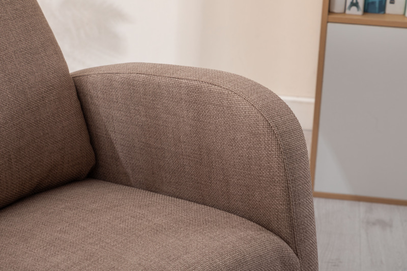 Rocking Chair, Modern Glider Chair, Recliner Armchair with Wood Legs and Side Pocket, Nursery Rocking Accent Chair with High Back for Living Room Bedroom (Camel linen)