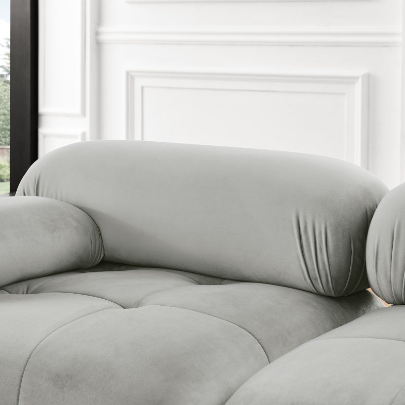 Modular Sectional Sofa, Button Tufted Designed and DIY Combination,L Shaped Couch with Reversible Ottoman, Grey Velvet