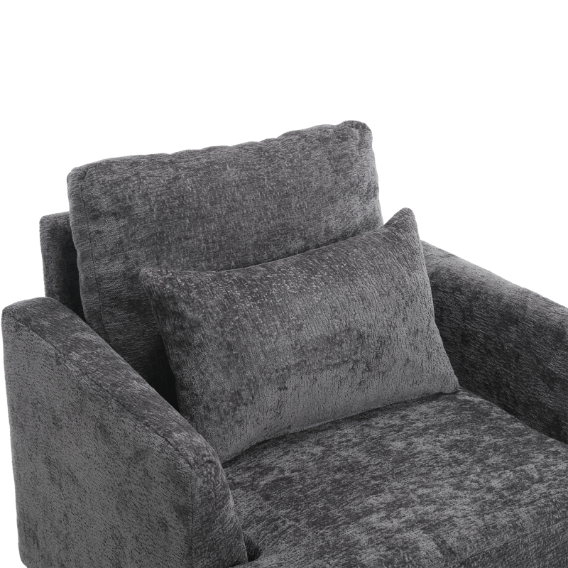 Wood Frame Armchair,  Modern Accent Chair Lounge Chair for Living Room,Tufted Club Chair, Mid Century Modern Arm Chairs with Studded, Solid Wood Frame, for Bedroom, Reading (Gray Chenille)