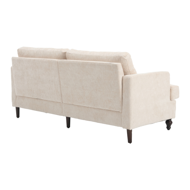 Mid Century Modern chenille Fabric Loveseat sofa, 2-Seat Upholstered Loveseat Sofa Modern Couch for Living Room,Brown wood feet sofa for Bedroom, Reading (Beige Chenille)