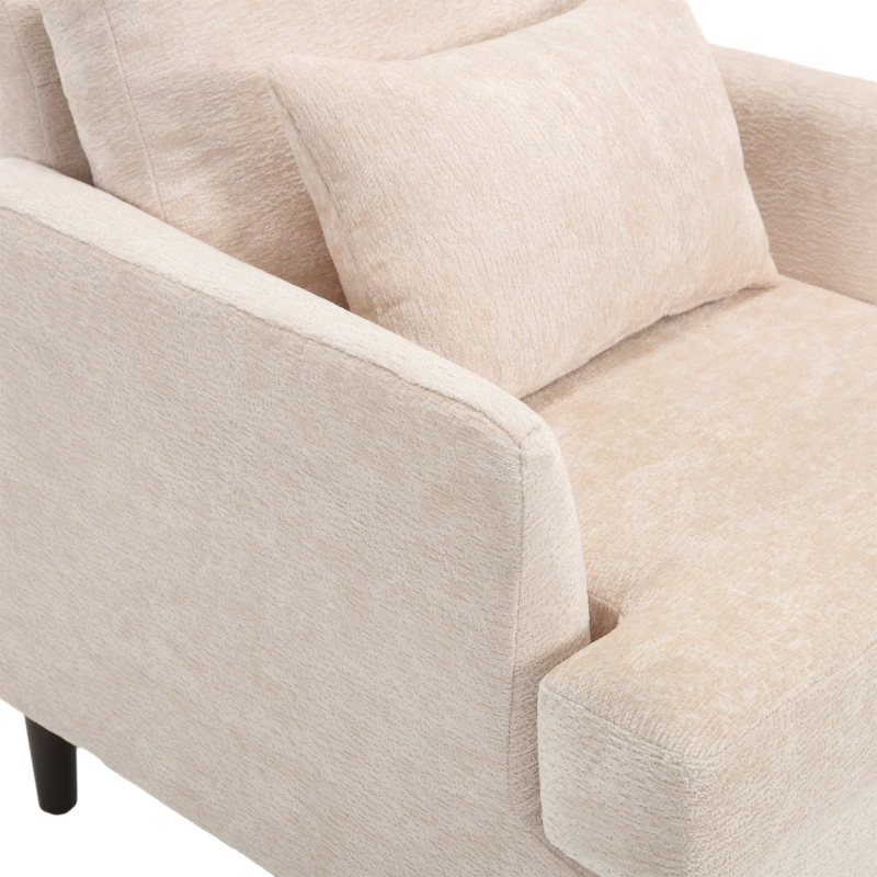 Wood Frame Armchair,  Modern Accent Chair Lounge Chair for Living Room,Tufted Club Chair, Mid Century Modern Arm Chairs with Studded, Solid Wood Frame, for Bedroom, Reading(Beige Chenille)