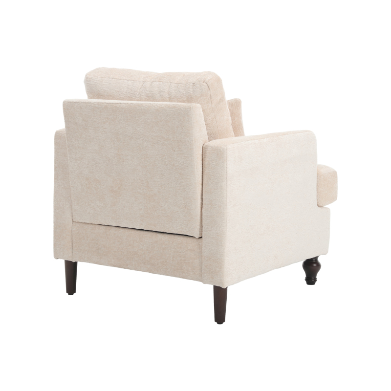 Wood Frame Armchair,  Modern Accent Chair Lounge Chair for Living Room,Tufted Club Chair, Mid Century Modern Arm Chairs with Studded, Solid Wood Frame, for Bedroom, Reading(Beige Chenille)