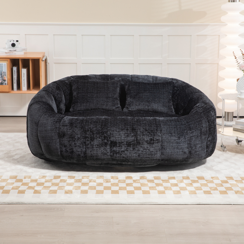 Bean Bag sofa Lazy Sofa Durable Comfort Lounger High Back Bean Bag Chair Couch for Adults and Kids, Indoor & Outdoor, Accent Floor Soft Lounge Chair  (Black chenille)