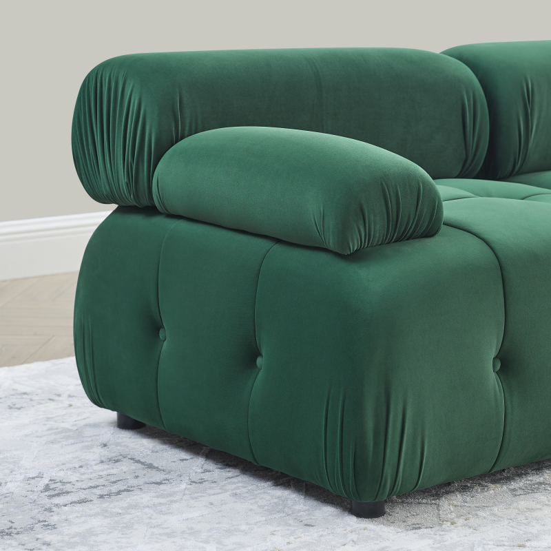 Modular Sectional Sofa, Button Tufted Designed and DIY Combination,L Shaped Couch with Reversible Ottoman, Green Velvet