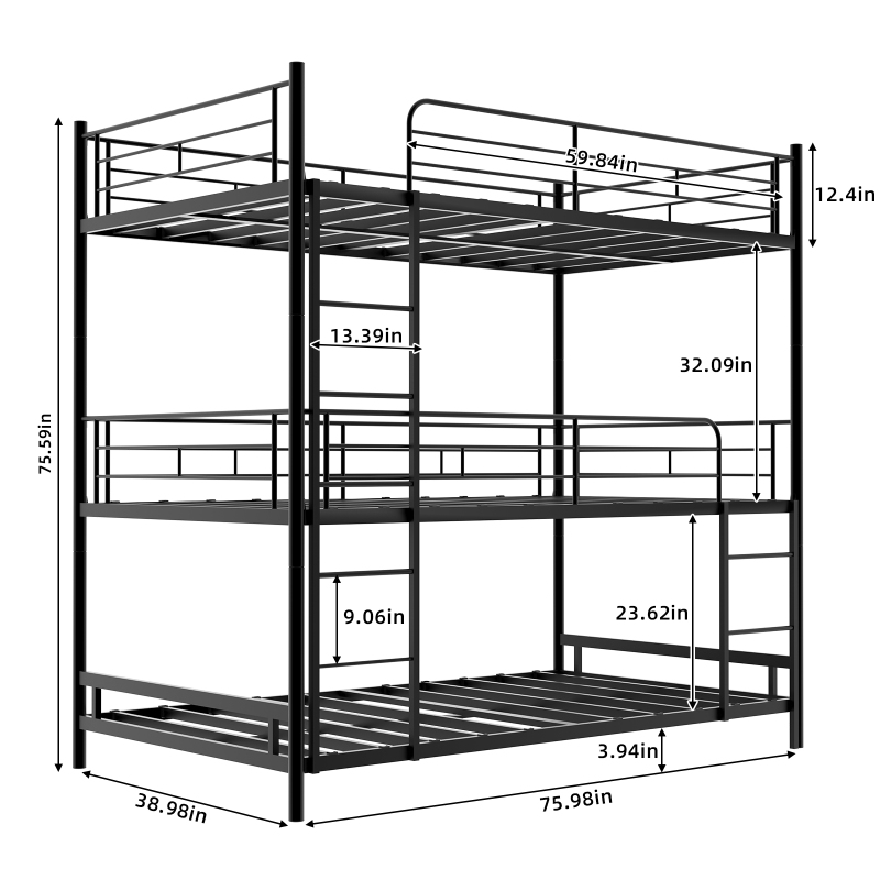 Metal Triple Bunk Bed