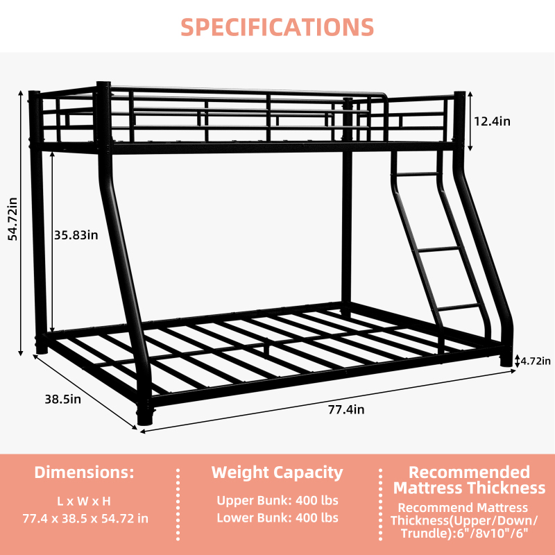Heavy Duty Metal Bunk Bed Frame