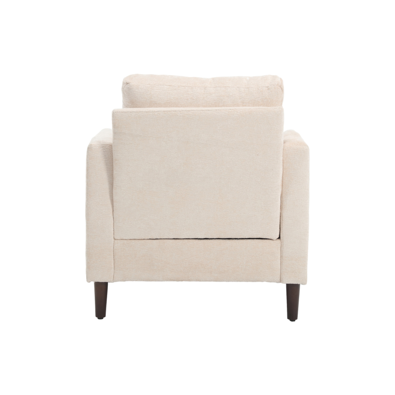 Wood Frame Armchair,  Modern Accent Chair Lounge Chair for Living Room,Tufted Club Chair, Mid Century Modern Arm Chairs with Studded, Solid Wood Frame, for Bedroom, Reading(Beige Chenille)