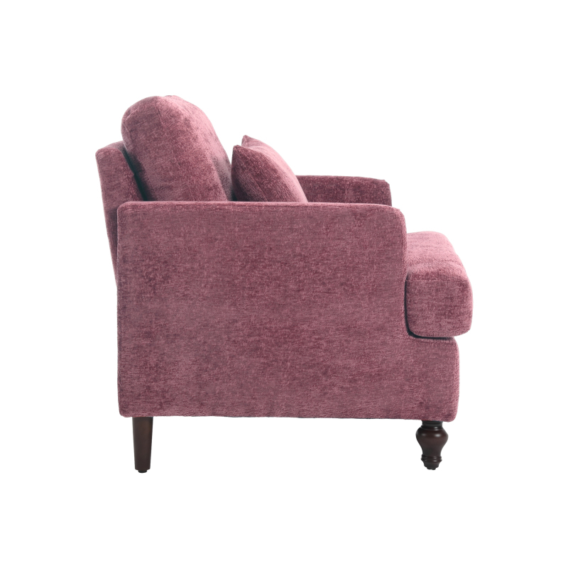 Wood Frame Armchair,  Modern Accent Chair Lounge Chair for Living Room,Tufted Club Chair, Mid Century Modern Arm Chairs with Studded, Solid Wood Frame, for Bedroom, Reading(Wine red Chenille)