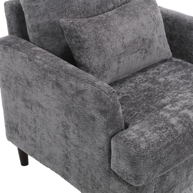 Wood Frame Armchair,  Modern Accent Chair Lounge Chair for Living Room,Tufted Club Chair, Mid Century Modern Arm Chairs with Studded, Solid Wood Frame, for Bedroom, Reading (Gray Chenille)