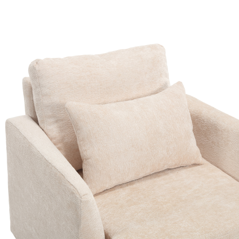 Wood Frame Armchair,  Modern Accent Chair Lounge Chair for Living Room,Tufted Club Chair, Mid Century Modern Arm Chairs with Studded, Solid Wood Frame, for Bedroom, Reading(Beige Chenille)