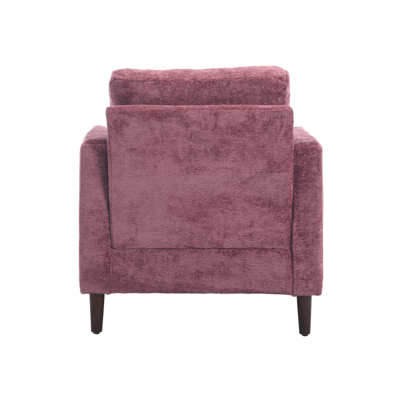 Wood Frame Armchair,  Modern Accent Chair Lounge Chair for Living Room,Tufted Club Chair, Mid Century Modern Arm Chairs with Studded, Solid Wood Frame, for Bedroom, Reading(Wine red Chenille)