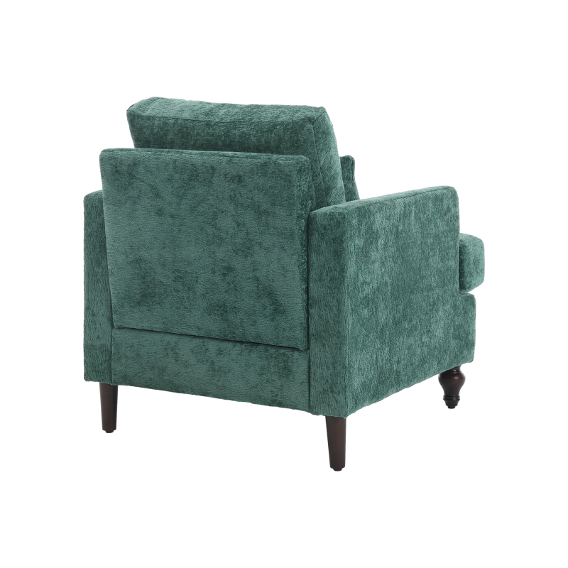 Wood Frame Armchair,  Modern Accent Chair Lounge Chair for Living Room,Tufted Club Chair, Mid Century Modern Arm Chairs with Studded, Solid Wood Frame, for Bedroom, Reading (Emerald Chenille)