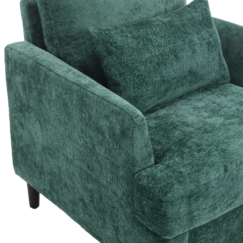 Wood Frame Armchair,  Modern Accent Chair Lounge Chair for Living Room,Tufted Club Chair, Mid Century Modern Arm Chairs with Studded, Solid Wood Frame, for Bedroom, Reading (Emerald Chenille)
