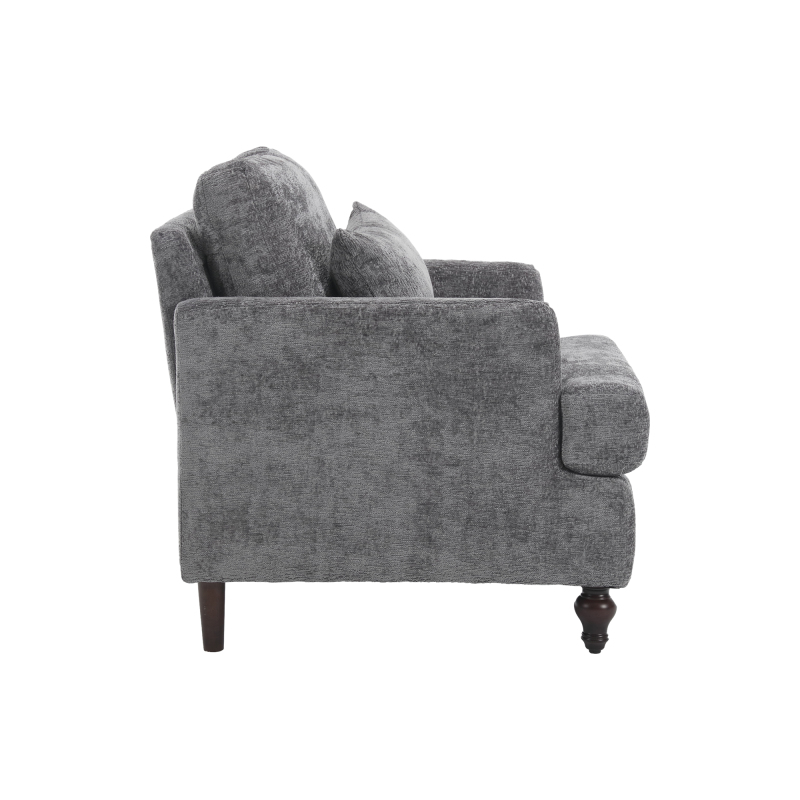 Wood Frame Armchair,  Modern Accent Chair Lounge Chair for Living Room,Tufted Club Chair, Mid Century Modern Arm Chairs with Studded, Solid Wood Frame, for Bedroom, Reading (Gray Chenille)