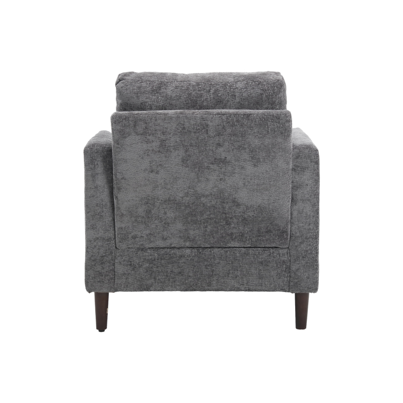 Wood Frame Armchair,  Modern Accent Chair Lounge Chair for Living Room,Tufted Club Chair, Mid Century Modern Arm Chairs with Studded, Solid Wood Frame, for Bedroom, Reading (Gray Chenille)