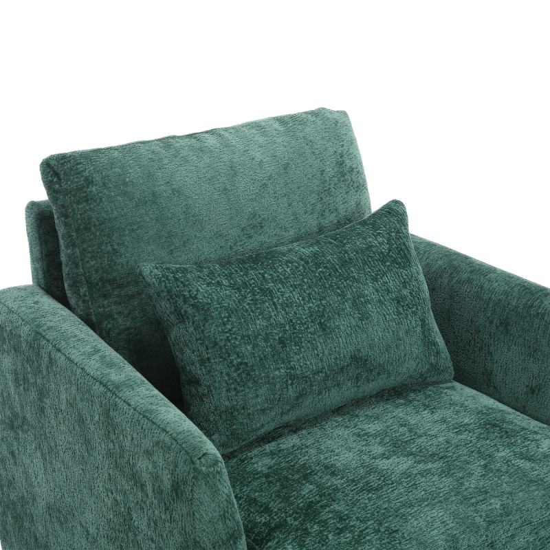 Wood Frame Armchair,  Modern Accent Chair Lounge Chair for Living Room,Tufted Club Chair, Mid Century Modern Arm Chairs with Studded, Solid Wood Frame, for Bedroom, Reading (Emerald Chenille)