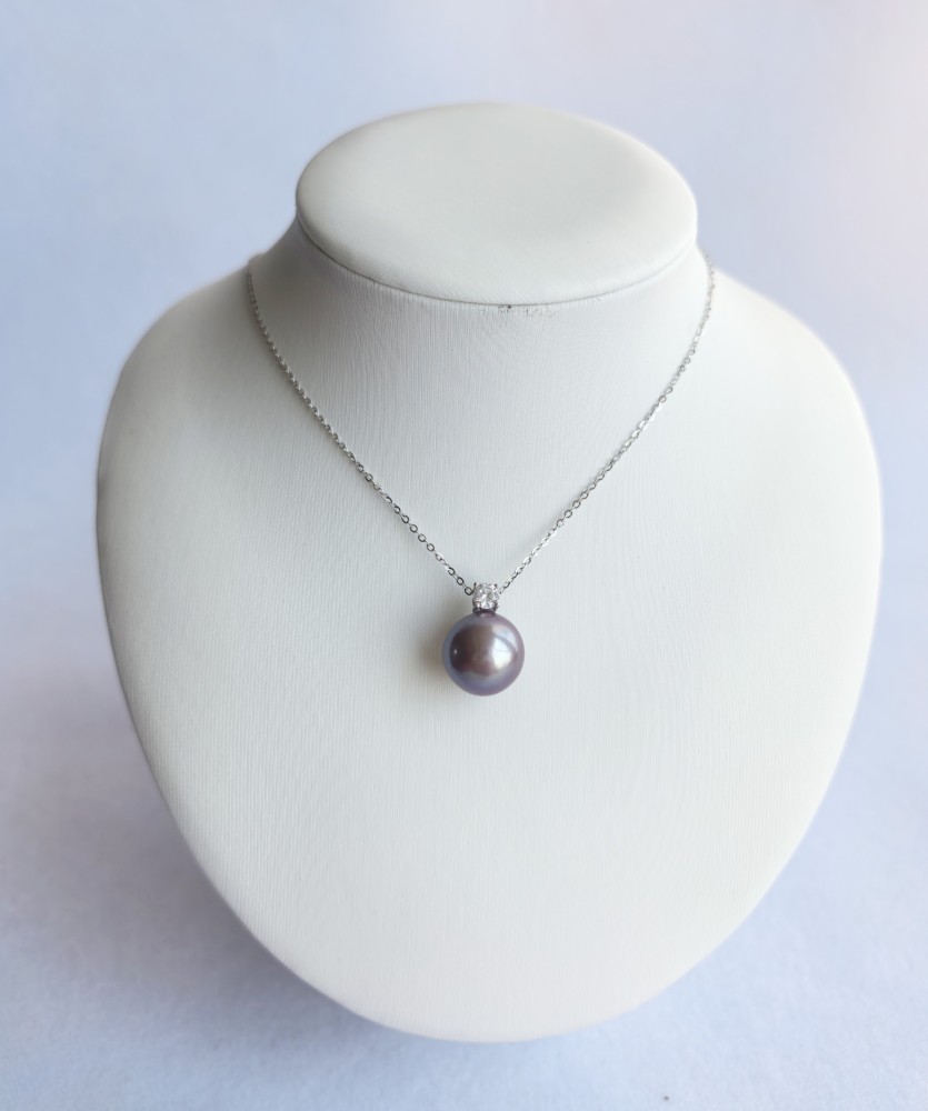 Purple Pearl Pendant 11-12mm Pearl Necklace