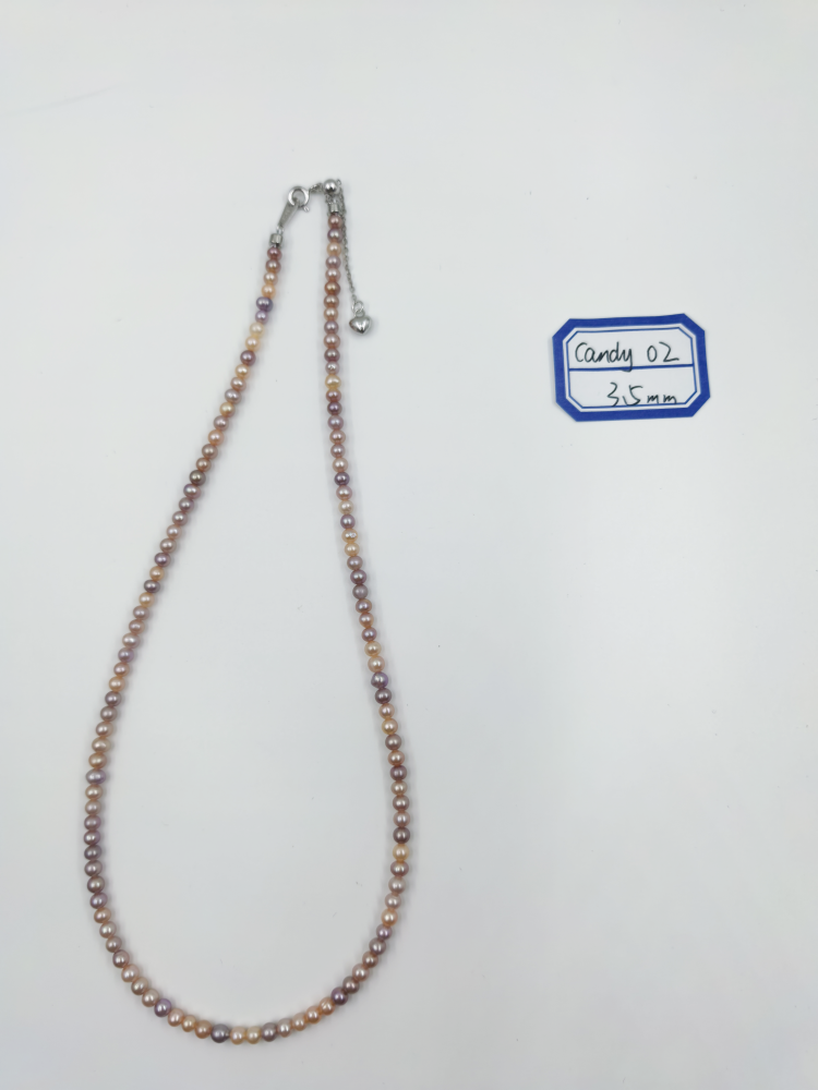 Candy Color  Freshwater Pearl Necklace 3.5mm