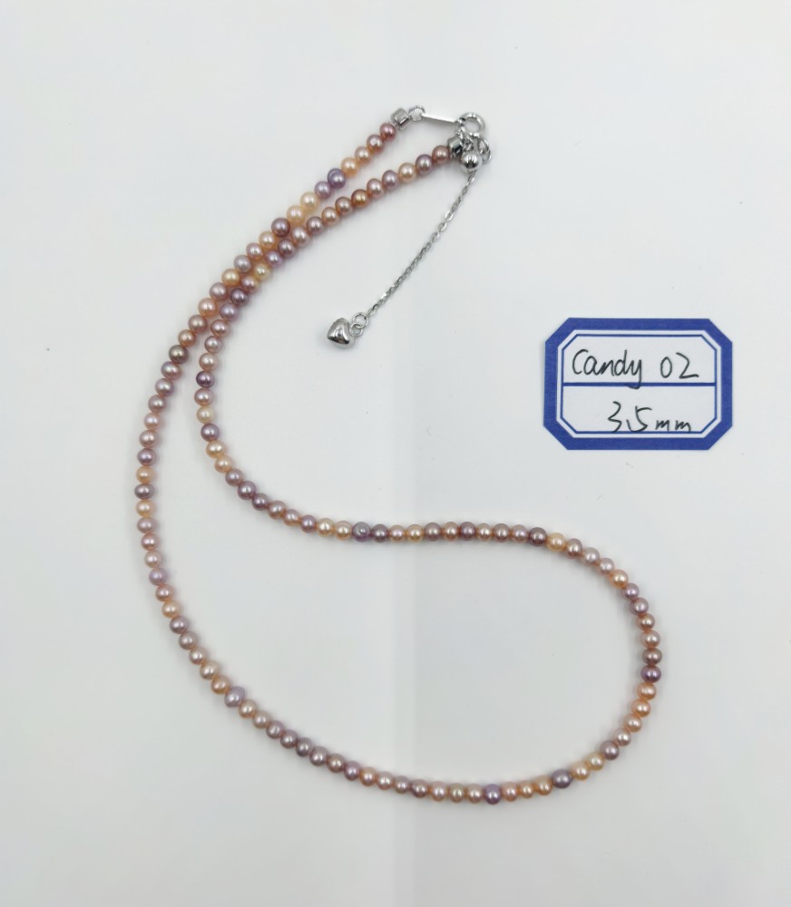 Candy Color  Freshwater Pearl Necklace 3.5mm