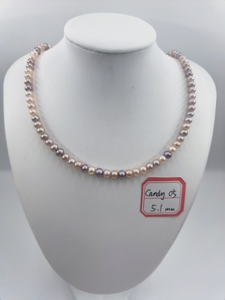Freshwater Pearl Necklace Candy color 5.1mm