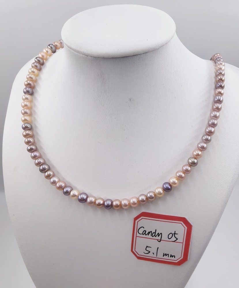 Freshwater Pearl Necklace Candy color 5.1mm