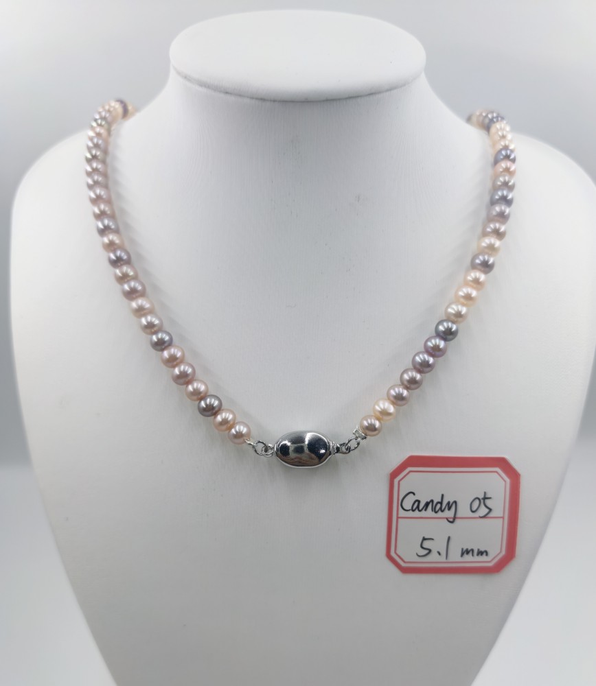 Freshwater Pearl Necklace Candy color 5.1mm