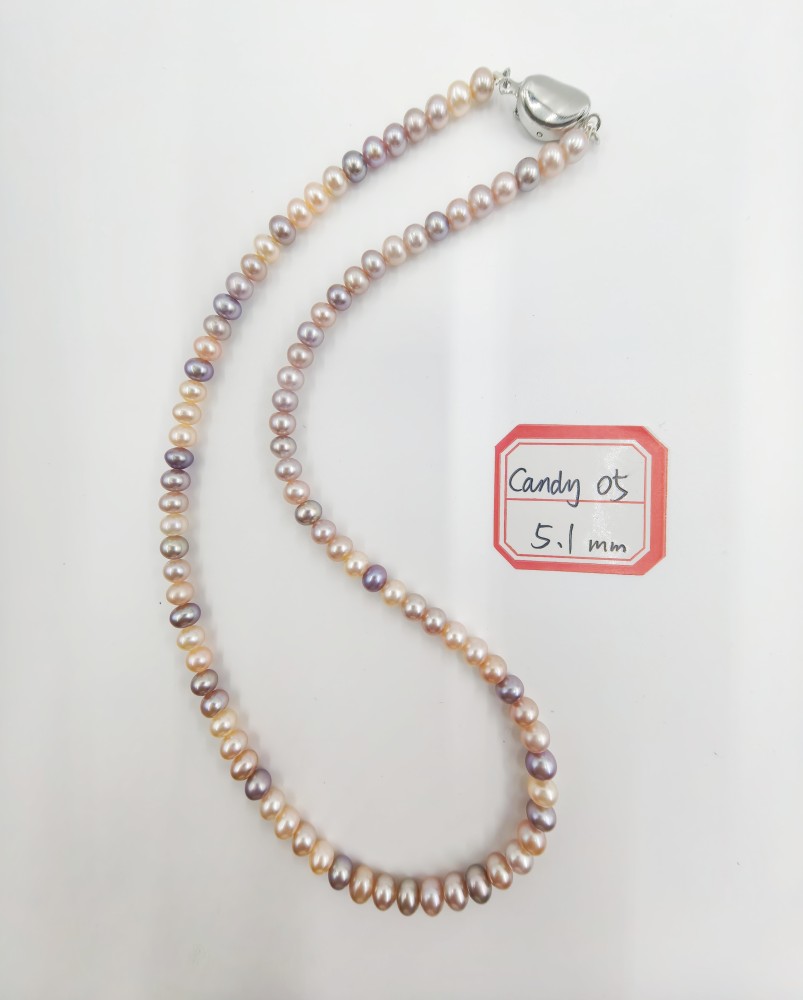 Freshwater Pearl Necklace Candy color 5.1mm