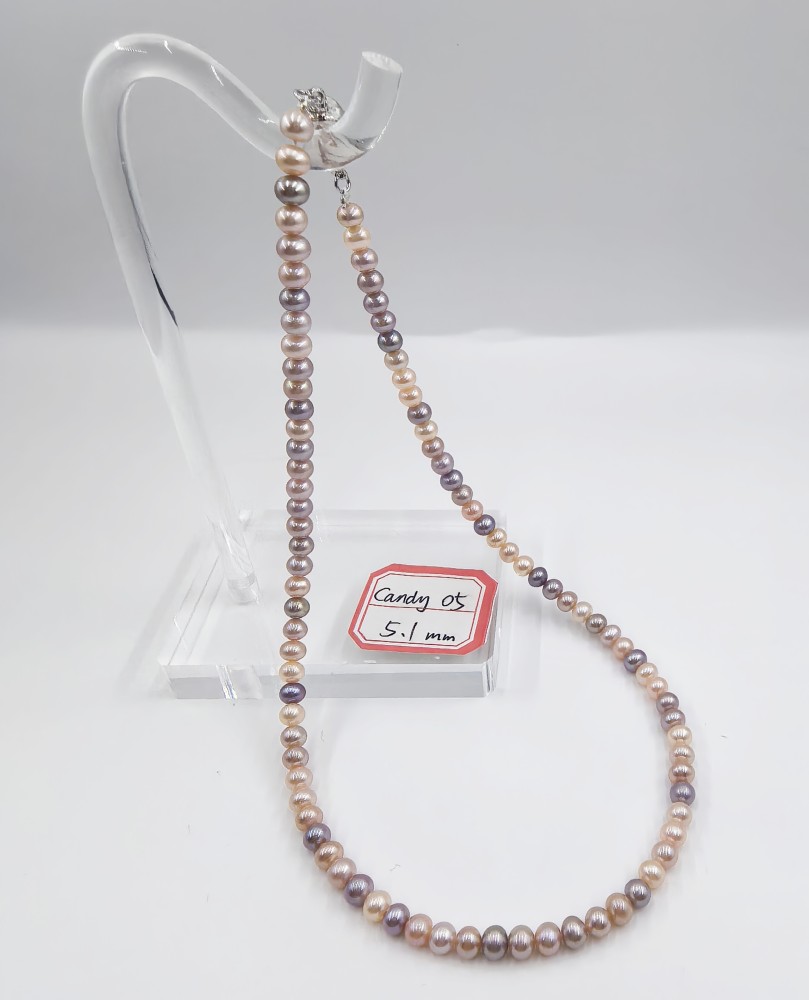 Freshwater Pearl Necklace Candy color 5.1mm