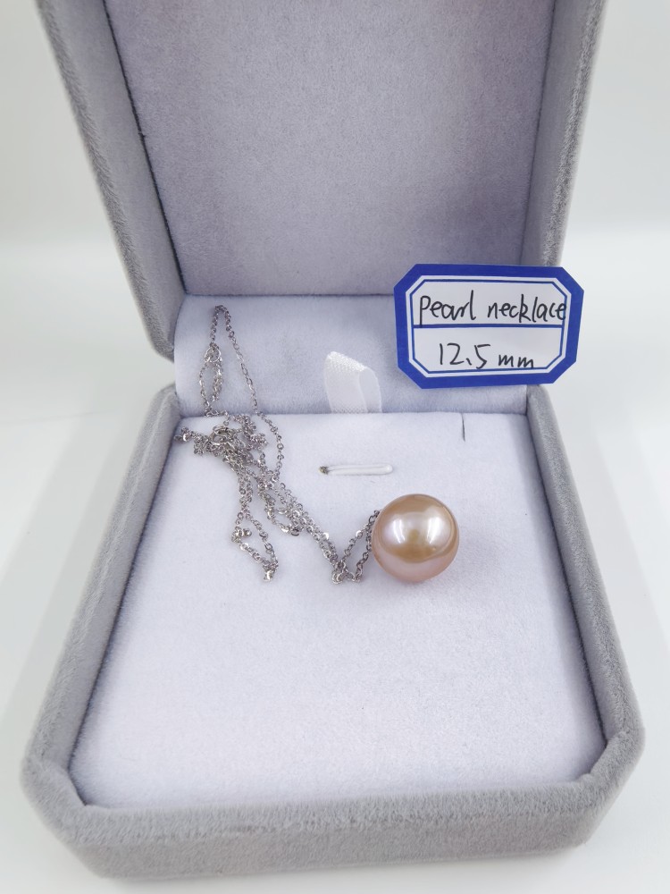 Pink Purple Pearl Pendant 12.5mm Pearl Necklace Dragon Ball