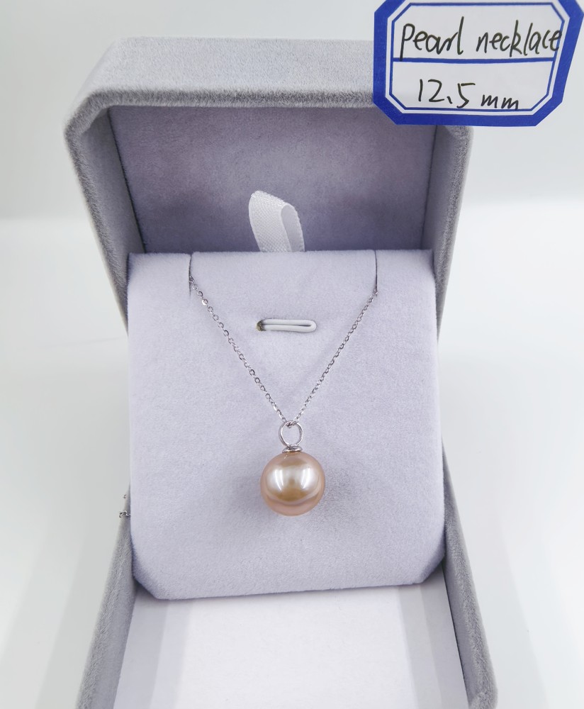 Pink Purple Pearl Pendant 12.5mm Pearl Necklace Dragon Ball