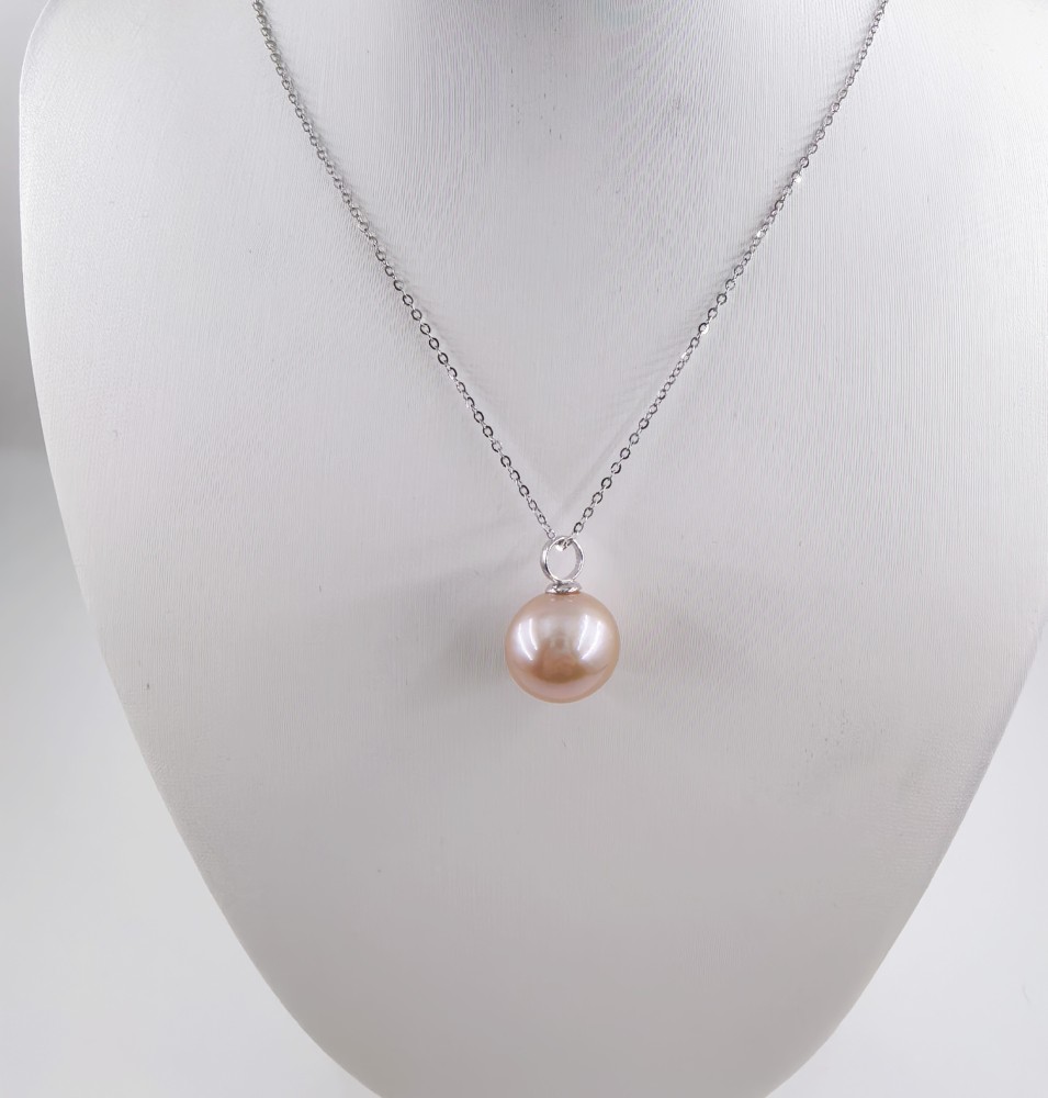 Pink Purple Pearl Pendant 12.5mm Pearl Necklace Dragon Ball