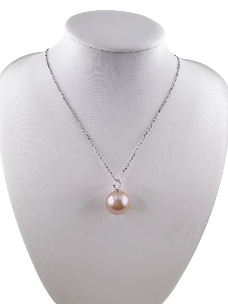 Pink Purple Pearl Pendant 12.5mm Pearl Necklace Dragon Ball