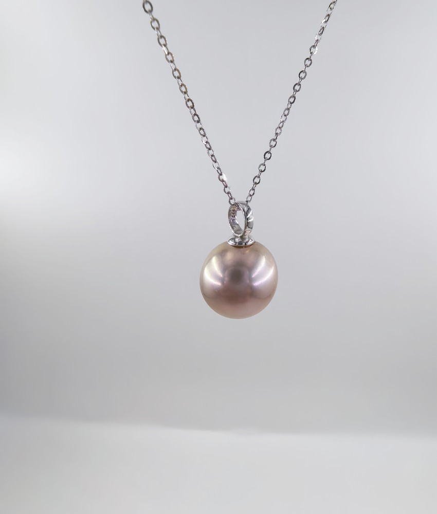 Pink Purple Pearl Pendant 12.2mm Pearl Necklace Dragon Ball