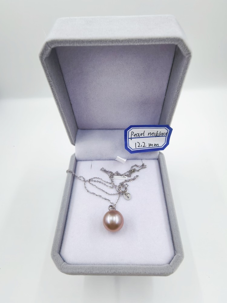 Pink Purple Pearl Pendant 12.2mm Pearl Necklace Dragon Ball