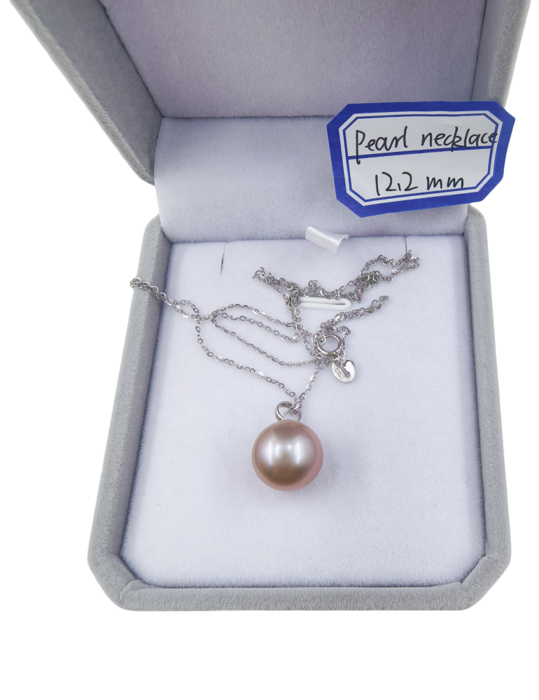 Pink Purple Pearl Pendant 12.2mm Pearl Necklace Dragon Ball