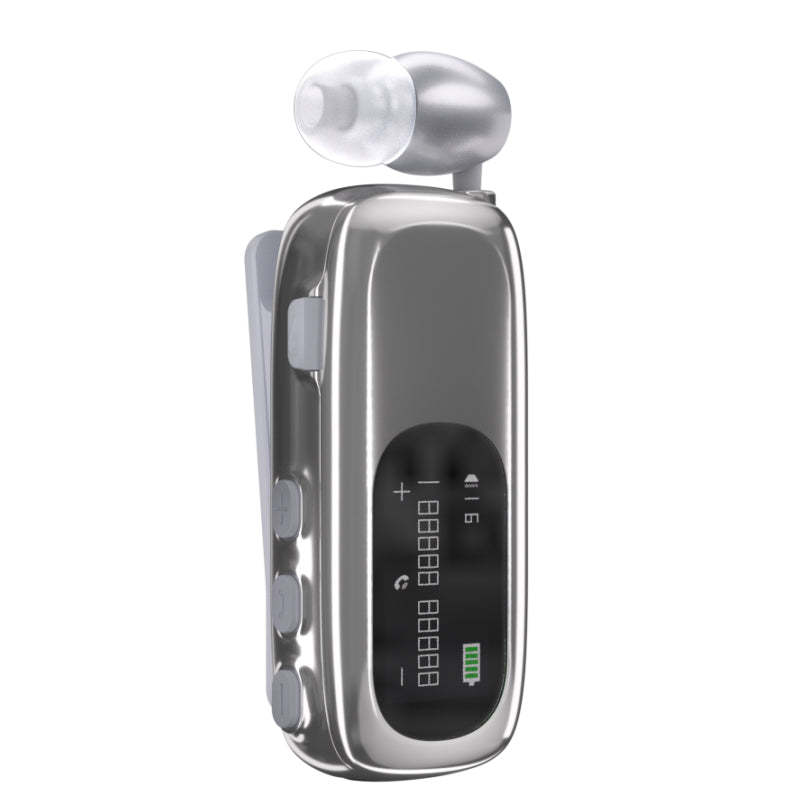 K75 Long Battery Life Business Collar Clip Type Single Ear Bluetooth Earphones