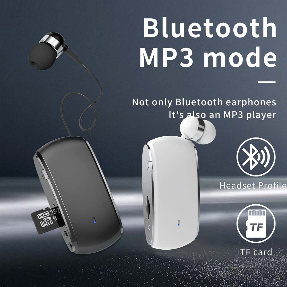 K68 Card Business Collar Clip Type Single Ear Bluetooth Earphones