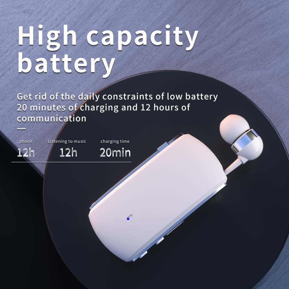 K68 Card Business Collar Clip Type Single Ear Bluetooth Earphones