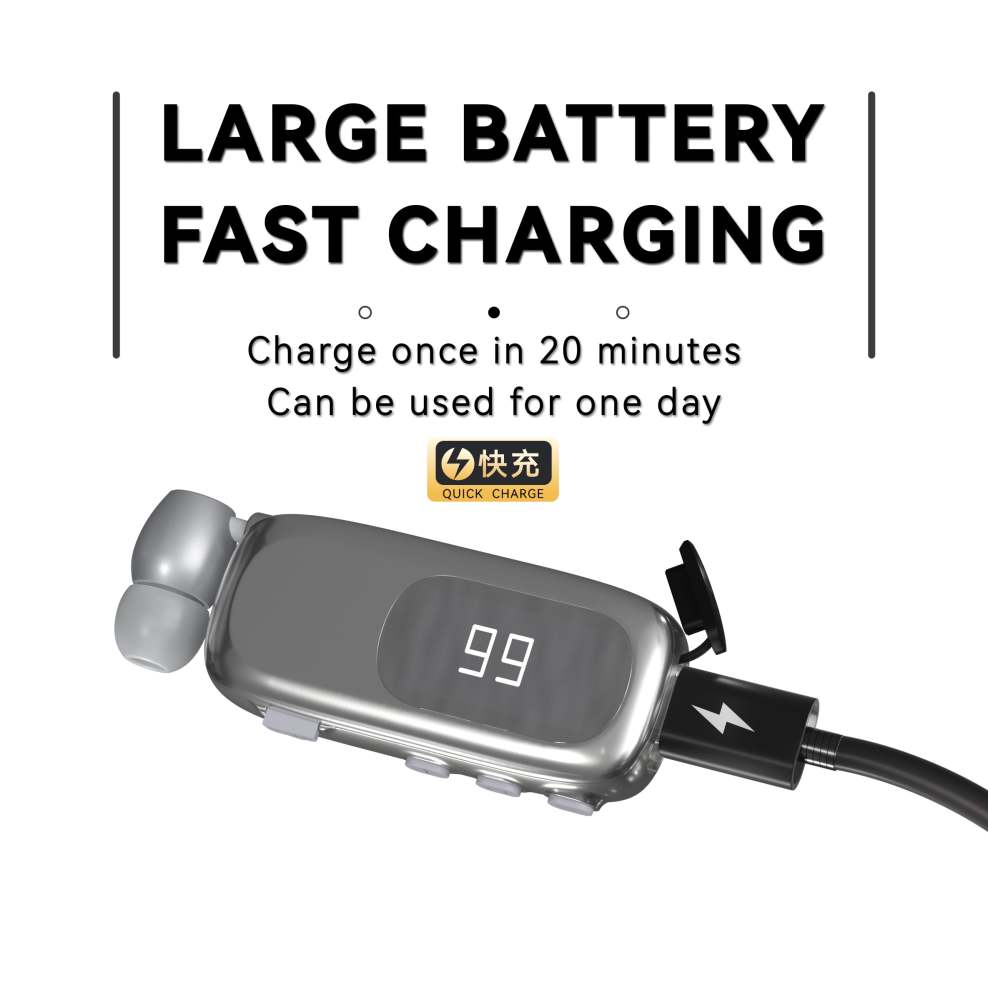 K75 Long Battery Life Business Collar Clip Type Single Ear Bluetooth Earphones