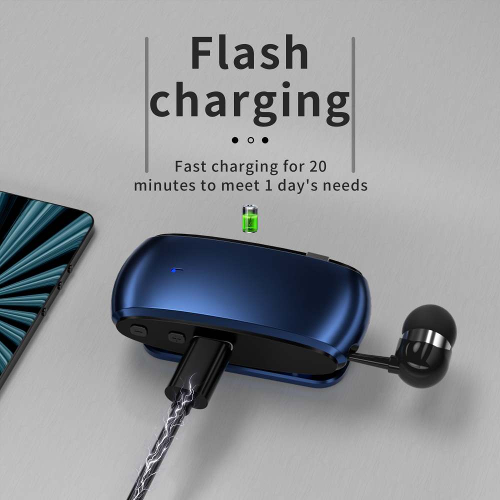 K68 Card Business Collar Clip Type Single Ear Bluetooth Earphones