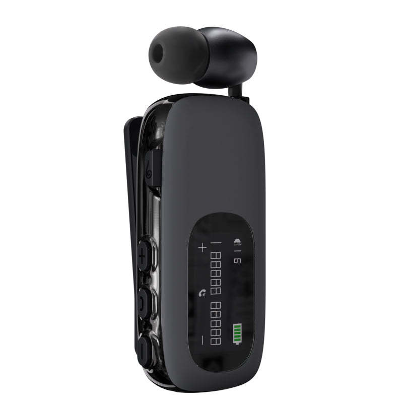 K75 Long Battery Life Business Collar Clip Type Single Ear Bluetooth Earphones