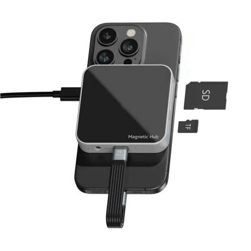 Magnetic USB-C Hub 8-in-1: 4K@60Hz HDMI, 10Gbps USB-A/C, 100W PD Charging, Plug & Play, SD/TF Card Reader, Audio Jack,Aluminum Adapter for MacBook/Windows-UH07-14(UH08-23)