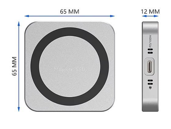 Magnetic M.2 NVMe SSD Enclosure with Built-in Cooling Fan & 100W PD Charging, USB 3.1 Gen 2 Type-C (10Gbps) Aluminum External Case for 2230/2242 PCIe NVMe SSDs up to 2TB, Compact Portable Design, Compatible with Windows/Mac/Linux/Android Devices