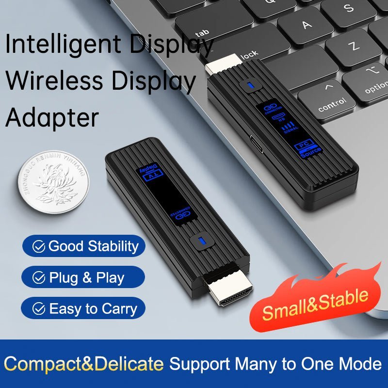 Wireless Display Adapter 1080P@60Hz – 5.8GHz HDMI Screen Mirroring Dongle, Plug & Play, Ultra-Compact ABS Design, 50M Range, Multi-Device Casting (8-in-1), No Wi-Fi/Apps Needed for Home/Office/Gaming(AV80-A)