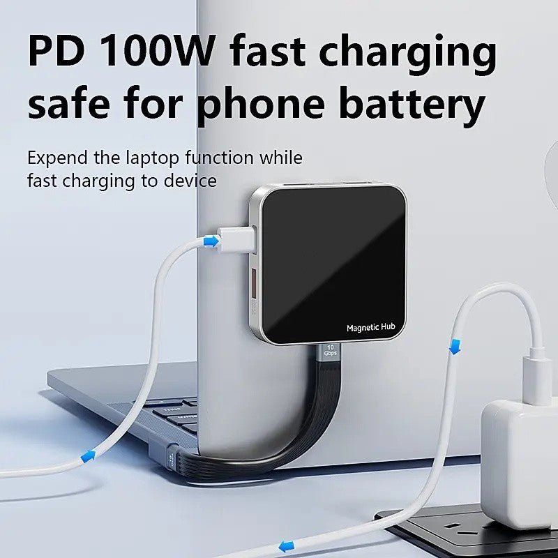 Magnetic USB-C Hub 8-in-1: 4K@60Hz HDMI, 10Gbps USB-A/C, 100W PD Charging, Plug & Play, SD/TF Card Reader, Audio Jack,Aluminum Adapter for MacBook/Windows-UH07-14(UH08-23)