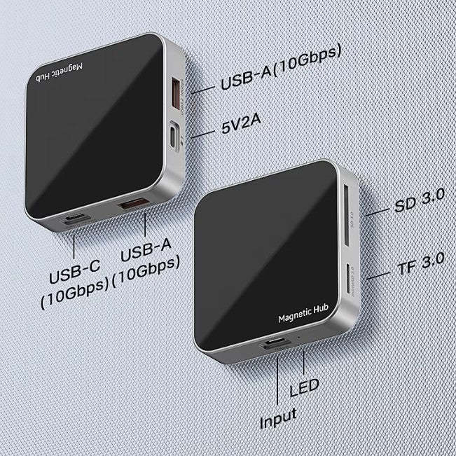 Magnetic USB-C Hub 8-in-1: 4K@60Hz HDMI, 10Gbps USB-A/C, 100W PD Charging, Plug & Play, SD/TF Card Reader, Audio Jack,Aluminum Adapter for MacBook/Windows-UH07-14(UH08-23)