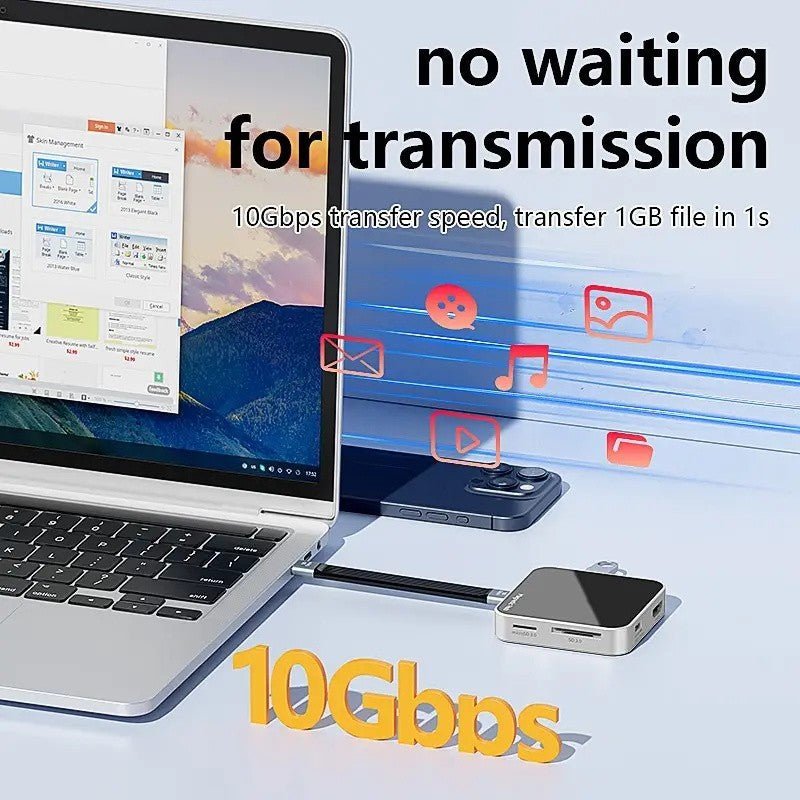 Magnetic USB-C Hub 8-in-1: 4K@60Hz HDMI, 10Gbps USB-A/C, 100W PD Charging, Plug & Play, SD/TF Card Reader, Audio Jack,Aluminum Adapter for MacBook/Windows-UH07-14(UH08-23)