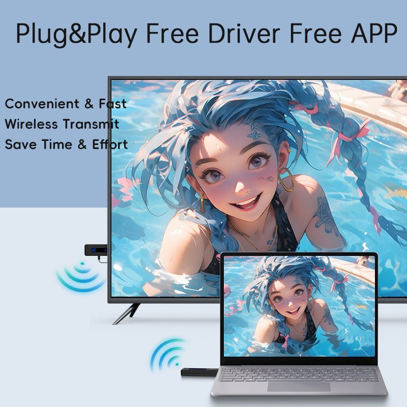 Wireless Display Adapter 1080P@60Hz – 5.8GHz HDMI Screen Mirroring Dongle, Plug & Play, Ultra-Compact ABS Design, 50M Range, Multi-Device Casting (8-in-1), No Wi-Fi/Apps Needed for Home/Office/Gaming(AV80-A)